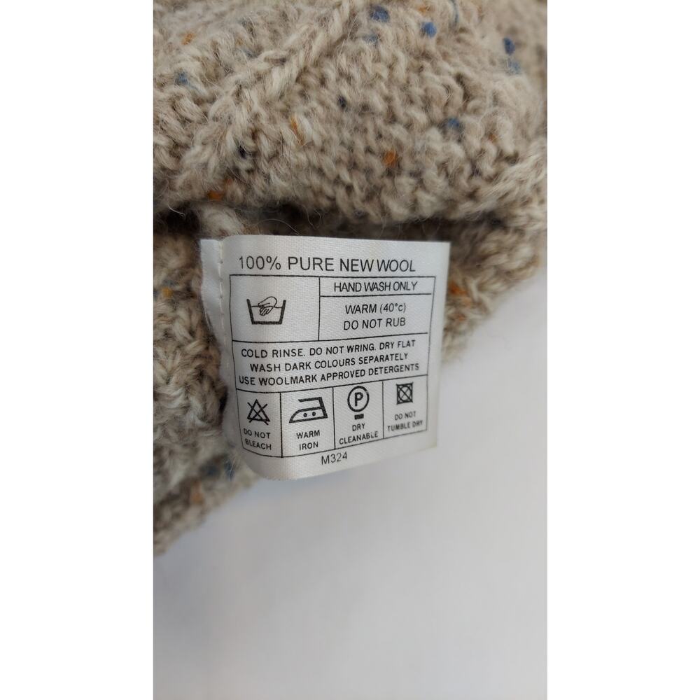 Vintage Highland Home Industries Scotland Wool Fisherman Cardigan Aran Knit M - Picture 7 of 12